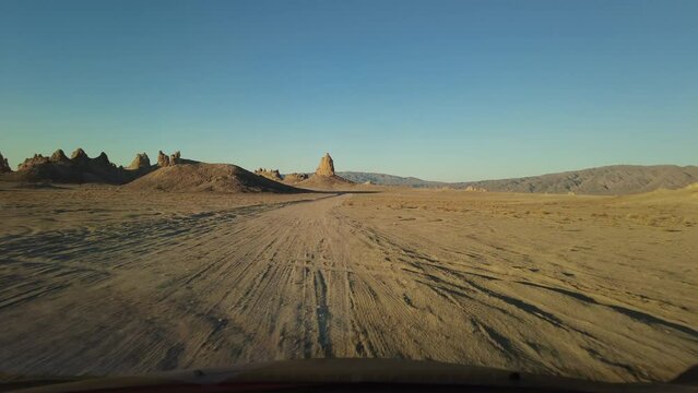 Trona Pinnacles Mojave Desert Off Road Driving Plate 09 Front View Death Valley Region California USA