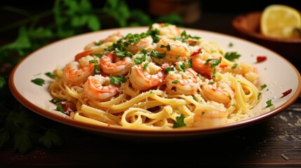 Spaghetti with shrimp and garlic  - Powered by Adobe