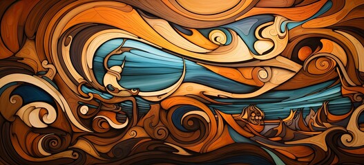Abstract Acrylic Paint Waves Background, Colorful Liquid Paint Background