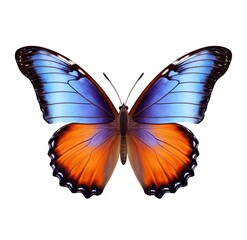 Blue and orange butterfly with spread wings