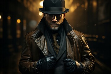 Photo Realistic of a Gentleman in a Classic Trench Coat and Leather Gloves, Generative AI