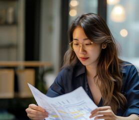 An accountant auditing financial documents