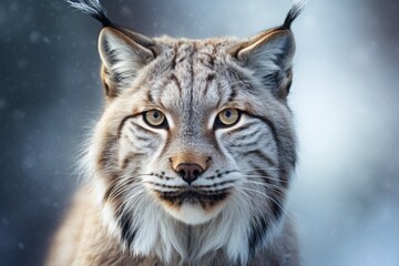 Naklejka premium lynx in its natural habitat. portrait of a large cat, an animal of the feline family.