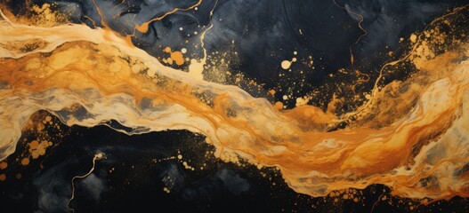 abstract gold liquid texture and natural black marble