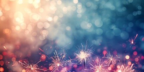 Beautiful fireworks and bokeh background for New Year and Christmas