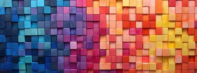 Fototapeta premium Abstract geometric rainbow colors colorful square cube texture