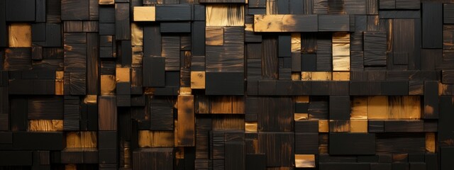 Bronze patinated geometric tiles, dark background