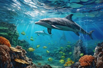 fish in aquarium dolphins