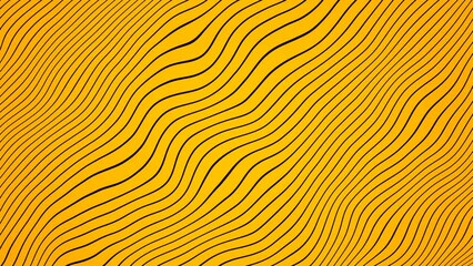 Distorted animation of black threads on an yellow background. Slow seamless loop background animation.
