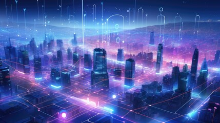 Fototapeta premium Isometric cityscape with futuristic technology