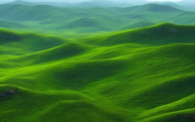 Green ridges Bright daytime landscape