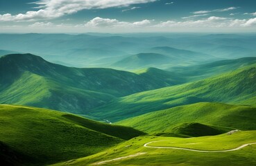 Green ridges Bright daytime landscape