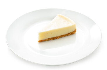 Cheesecake. Dish on a plate. Isolated.