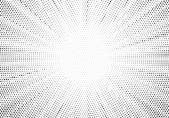 Halftone gradient sun rays pattern. abstract halftone vector dots background. monochrome dots pattern. pop art, comic small dots. star rays halftone poster. shine, explosion. sunrise rays background.	