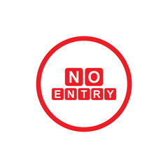No entry sign on white background