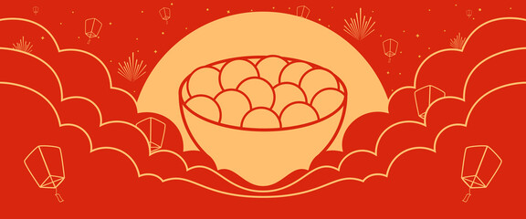 Chinese New Year Lantern Festival red vector illustration