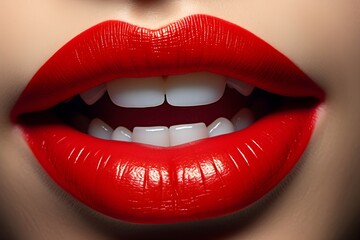 Red lips close up