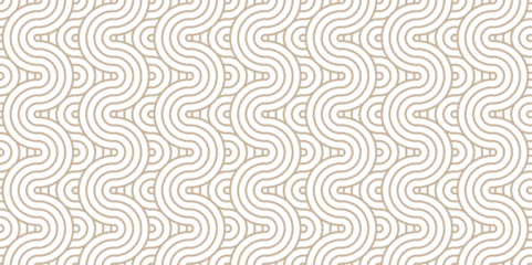 Foto op Canvas Modern diamond geometric ocean spiral pattern and abstract circle wave line. Brown seamless tile stripe geometric overlapping create retro square line backdrop pattern background. Overlapping Pattern. © MdLothfor