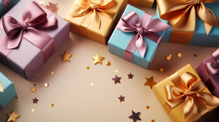 Obraz na płótnie Canvas Gift box background with copy space for Christmas gifts, holidays or birthdays