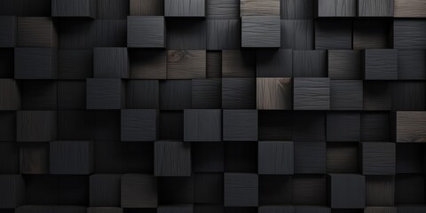 3D cubes black wood texture for backdrop block stack. - obrazy, fototapety, plakaty