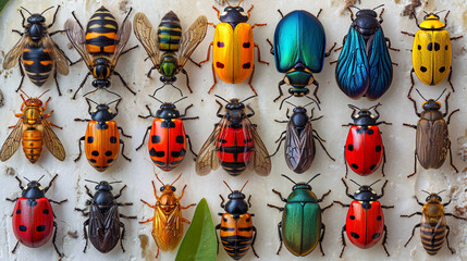 Lots of colored beetles