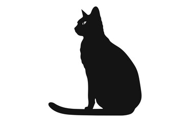 Burmese Cat black Silhouette Vector isolated on a white background