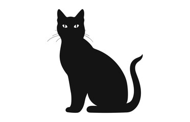 Burmese Cat black Silhouette Vector isolated on a white background