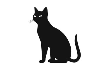 Burmese Cat black Silhouette Vector isolated on a white background