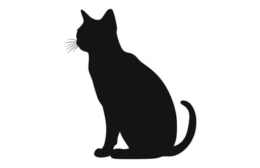 Burmese Cat black Silhouette Vector isolated on a white background