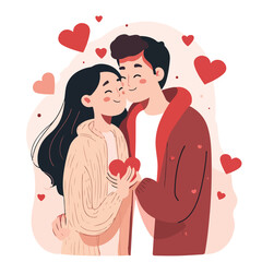 vector illustration with a couple of love. happy valentines day. happy valentines day concept. romantic date. vector illustration. isolated flat style.