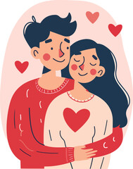 vector illustration with a couple of love. happy valentines day. happy valentines day concept. romantic date. vector illustration. isolated flat style.