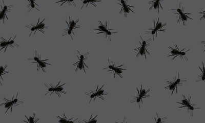 Seamless pattern wallpaper with black ants.