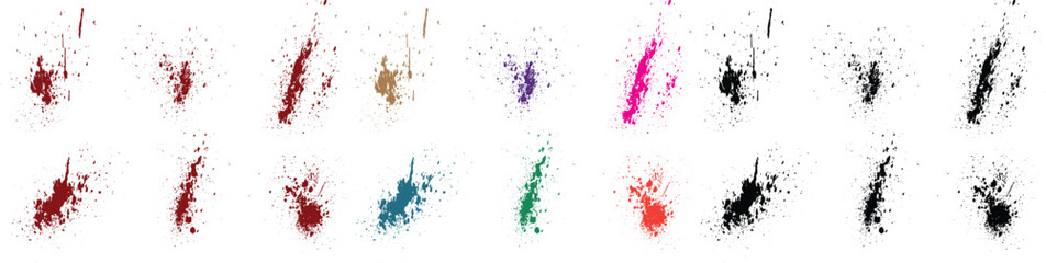 Set of scribble grunge banner green, pink, purple, red, black, blue color brush vector blood element background