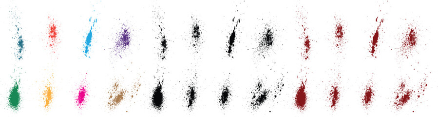 Black, green, red, purple, blue, pink color blood splatter stain abstract texture brush stroke vector background