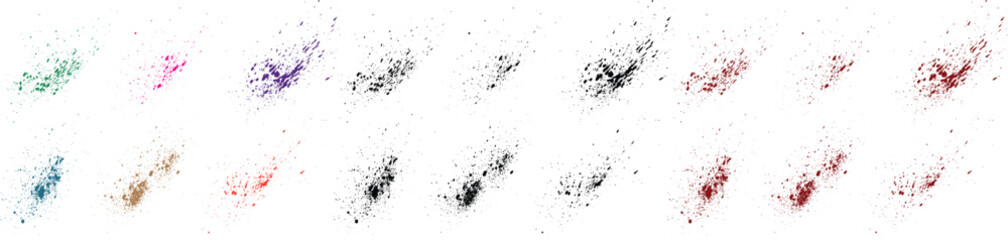 Set of criminals brush stroke texture dripping red, orange, green, purple, wheat, black color blood vector background