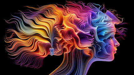 Vibrant AI Brain Image: Electrifying Colors Illuminate Human Mind Concept.