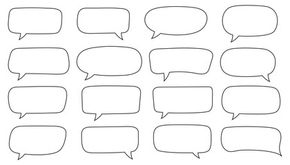 Obraz premium Set of hand drawn line speech bubbles. Speech balloon, chat bubble art vector line speech bubbles for apps and websites.