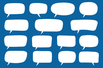 Obraz premium Set of hand drawn speech bubbles. Speak bubble text, cartoon chatting box, message box. Blank empty white speech bubbles.