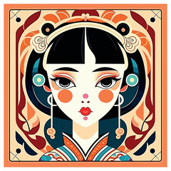 A beautiful girl big eyes Chinese style fashionable

