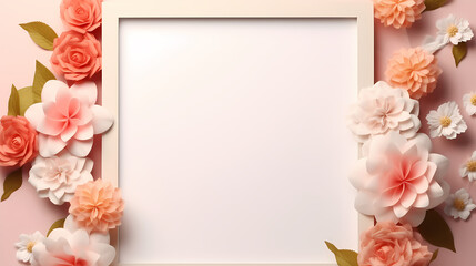 Empty floral frame with copy space for greeting card or invitation design