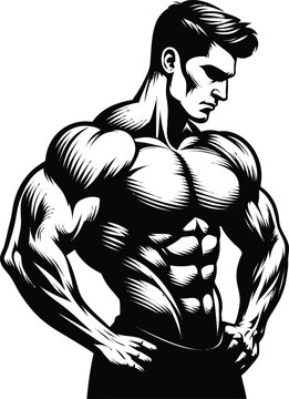 Men front and back  posing show vector image