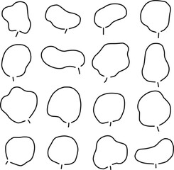 ゆるい形のフレーム、流体シェイプの吹き出し線画セット