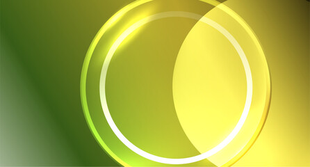 Neon glass circle copyspace for your text or product presentation geometric background. Vector illustration For Wallpaper, Banner, Background, Card, Book Illustration, landing page