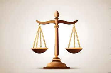 Close up detail of the scales of justice. Scales for weighing, libra, justice isolated on white background. International Justice Day July 17. Legal social justice concept. Black truth balancing