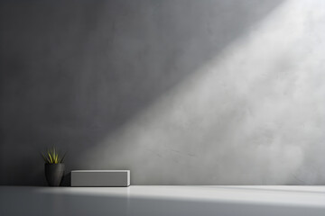 Gray background for product presentation with shadow and light from windows