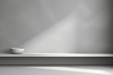 Gray background for product presentation with shadow and light from windows