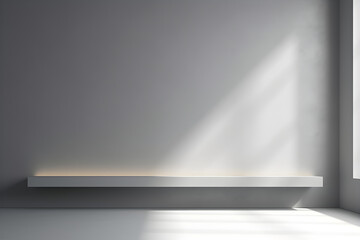 Gray background for product presentation with shadow and light from windows