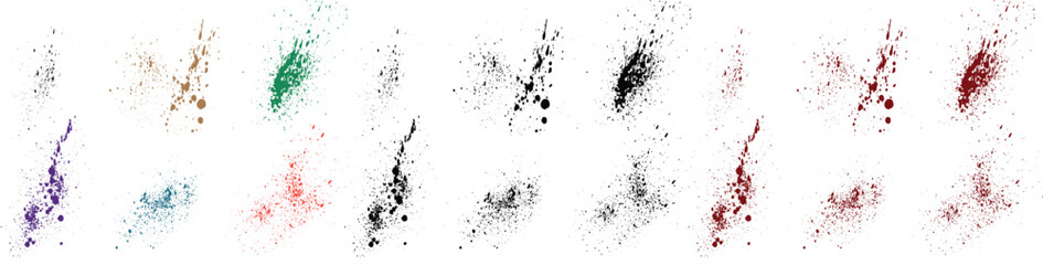 Ink abstract blood splatter wheat, purple, orange, red, green, black color splash bloodstain texture paint brush stroke background