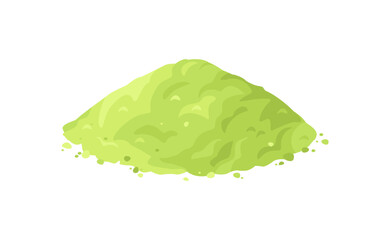 Heap of green matcha tea powder. Vector cartoon flat illustration.