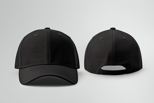 Blank black baseball cap mockup. seen from the front and back